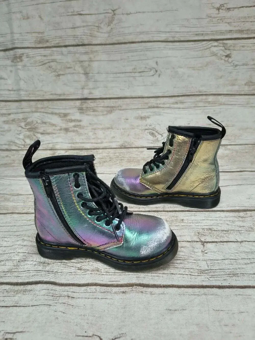 Dr Martens Iridescent Youth Zip Closure Boots Size 9